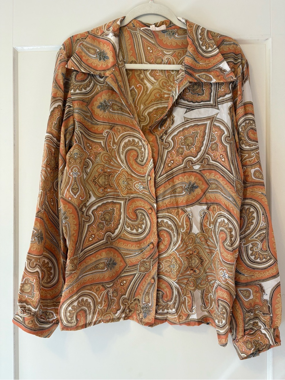 Chasing Unicorns Paisley Button-Down Blouse Silk Crepe L